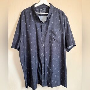 Kahala Aloha Hawaiian Shirt Black Gray Men's Shirt Tropical Palm Tree 3XL